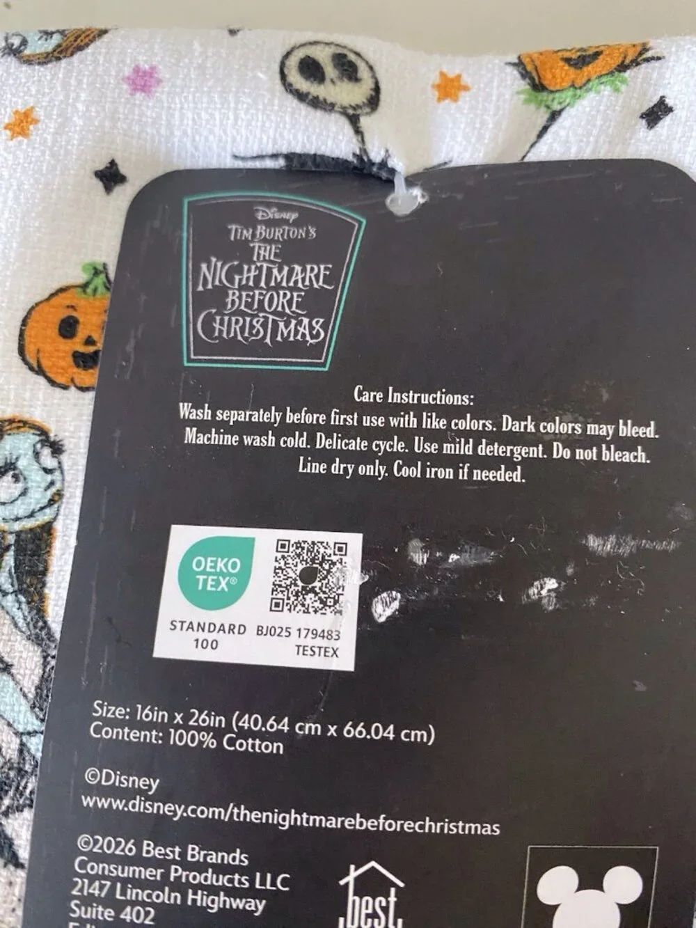 2 Pk Disney Jack Skellington Zero Nightmare Before Christmas Kitchen Towels NEW